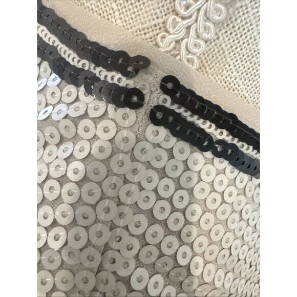 BCBG Beige With Black Sequin Pattern Sleeveless Mini Dress S - Picture 6 of 10